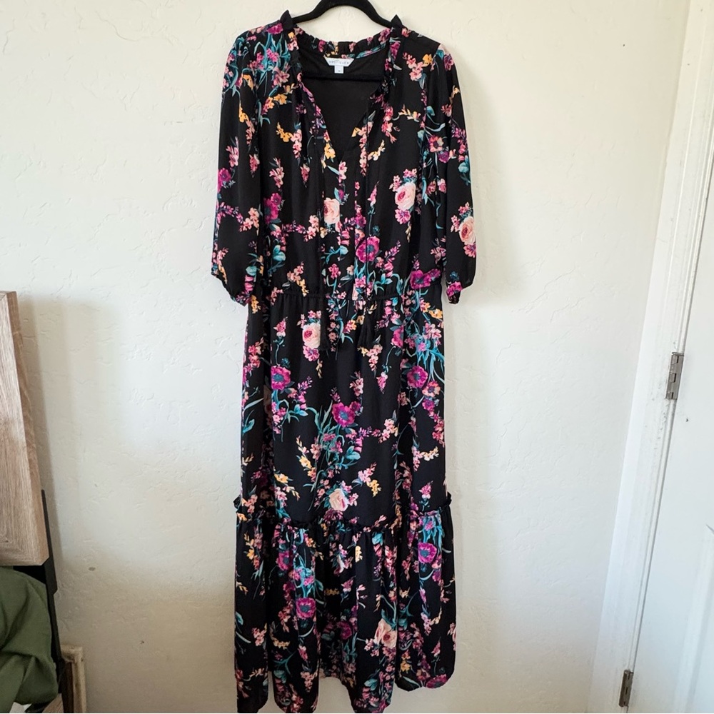 Boutique Floral Black Maxi Dress Size 0X
